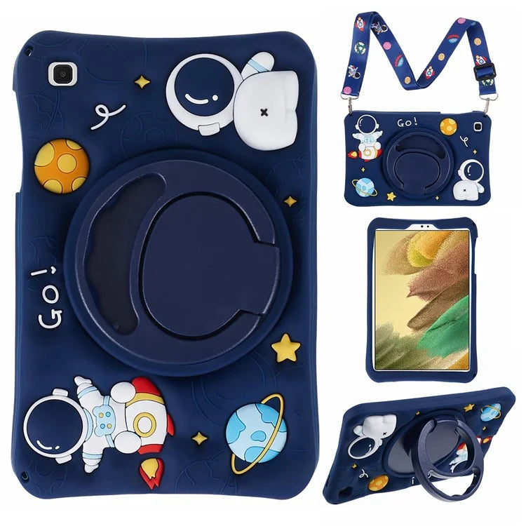 For Samsung Galaxy Tab A7 Lite 8.7-inch T220 Case Astronaut Tablet Kickstand Cover with Lanyard