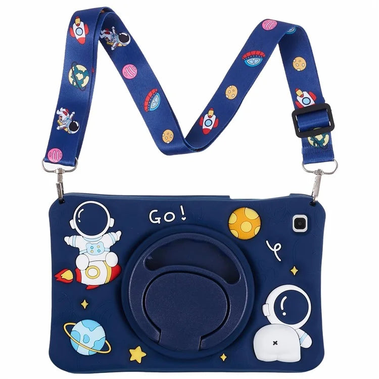 For Samsung Galaxy Tab A7 Lite 8.7-inch T220 Case Astronaut Tablet Kickstand Cover with Lanyard