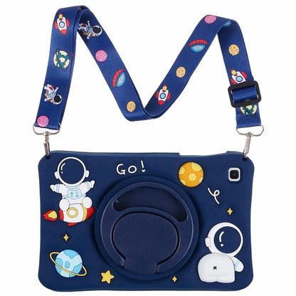 For Samsung Galaxy Tab A7 Lite 8.7-inch T220 Case Astronaut Tablet Kickstand Cover with Lanyard
