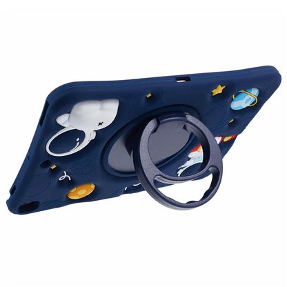 For iPad 10.2 (2021) / (2019) / (2020) / iPad Air 10.5 inch (2019) Silicone Case Astronaut Design Kickstand Tablet Cover with Strap
