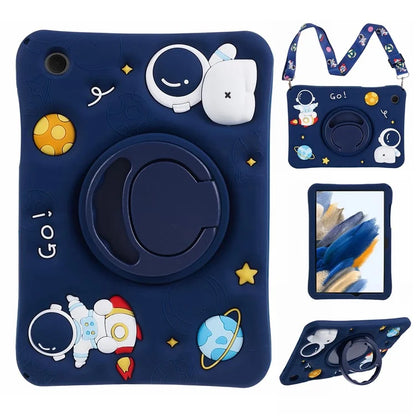 For Samsung Galaxy Tab A8 10.5 (2021) / (2022) Kickstand Case Astronaut Design Tablet Cover with Lanyard
