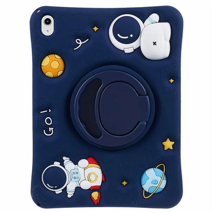 For iPad 10.9 (2022) Kickstand Case Astronaut Design Silicone Tablet Protector with Strap
