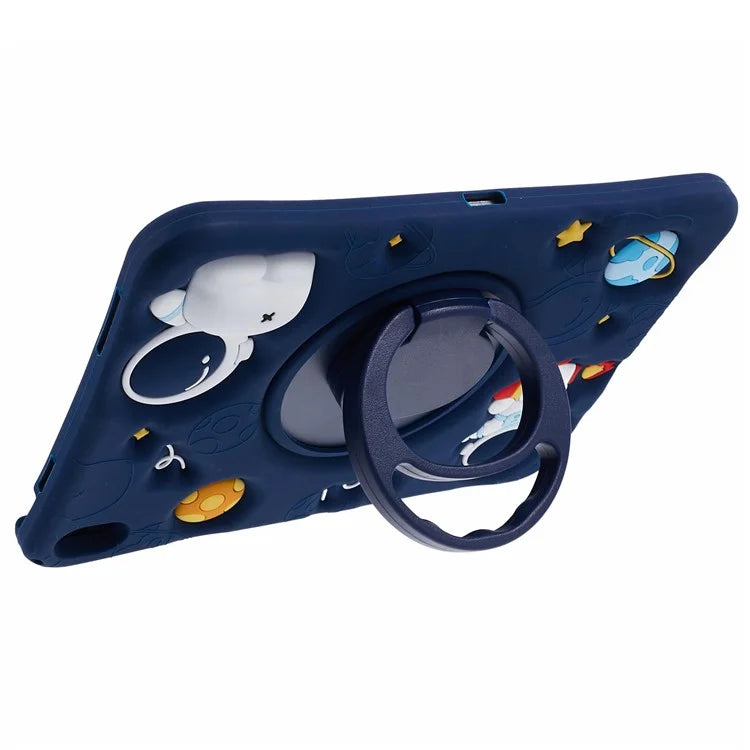 For iPad 10.9 (2022) Kickstand Case Astronaut Design Silicone Tablet Protector with Strap