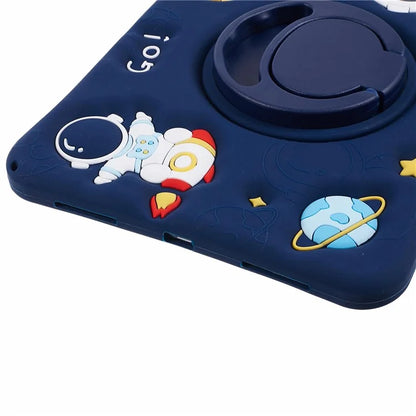For iPad 10.9 (2022) Kickstand Case Astronaut Design Silicone Tablet Protector with Strap