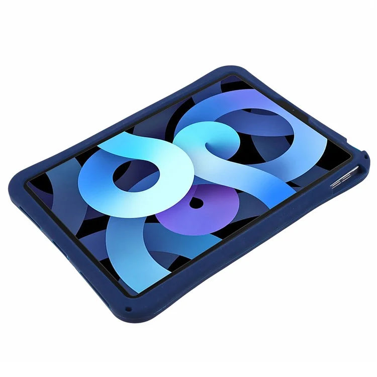 For iPad Air (2020) / (2022) Protective Kickstand Case Astronaut Design Silicone Tablet Cover with Strap