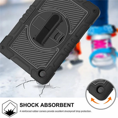 For Samsung Galaxy Tab A9+ Kickstand Case Silicone+PC Protective Cover with Wrist Band / Shoulder Strap