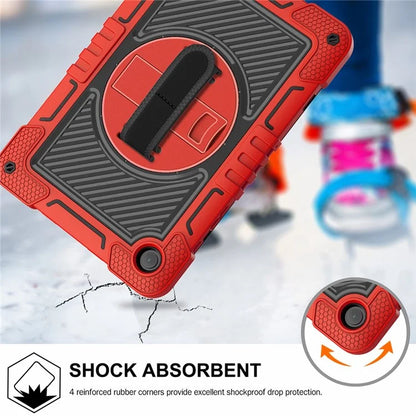 For Samsung Galaxy Tab A9+ Kickstand Case Silicone+PC Protective Cover with Wrist Band / Shoulder Strap