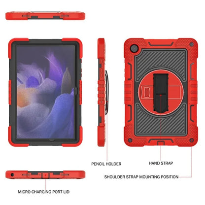 For Samsung Galaxy Tab A9+ Kickstand Case Silicone+PC Protective Cover with Wrist Band / Shoulder Strap
