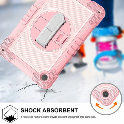 For Samsung Galaxy Tab A9+ Kickstand Case Silicone+PC Protective Cover with Wrist Band / Shoulder Strap