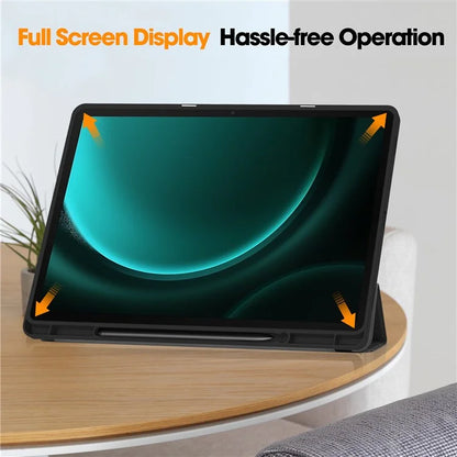 For Samsung Galaxy Tab S9 FE+ / Tab S9+ Case PU Leather+TPU Auto Sleep / Wake Tablet Cover with Pencil Holder