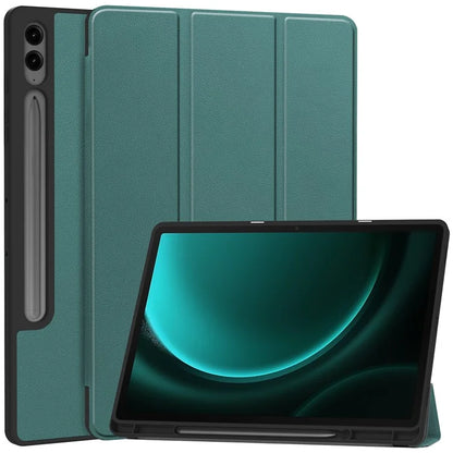 For Samsung Galaxy Tab S9 FE+ / Tab S9+ Case PU Leather+TPU Auto Sleep / Wake Tablet Cover with Pencil Holderish Green
