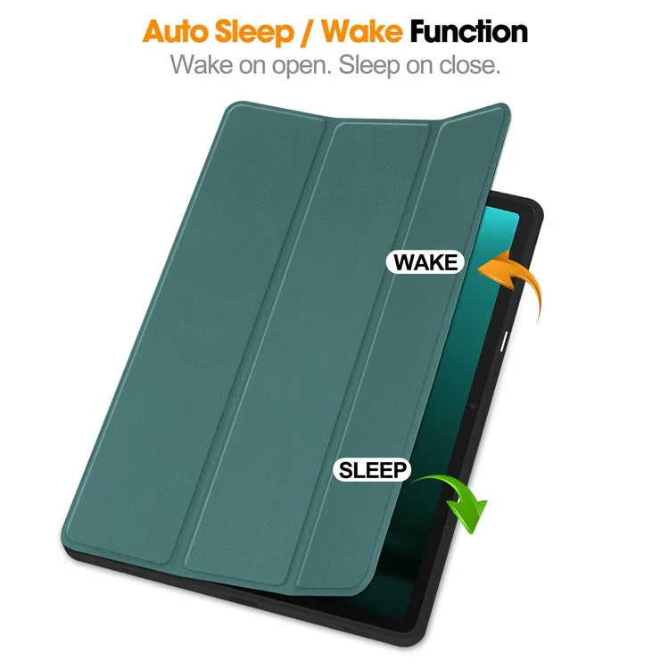 For Samsung Galaxy Tab S9 FE+ / Tab S9+ Case PU Leather+TPU Auto Sleep / Wake Tablet Cover with Pencil Holderish Green