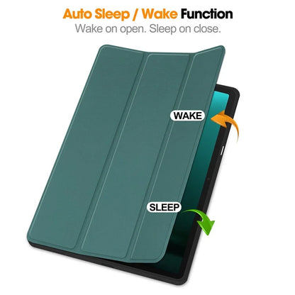 For Samsung Galaxy Tab S9 FE+ / Tab S9+ Case PU Leather+TPU Auto Sleep / Wake Tablet Cover with Pencil Holderish Green