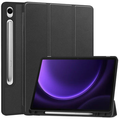 For Samsung Galaxy Tab S9 FE / Tab S9 Smart Case PU Leather+TPU Trifold Stand Tablet Cover with Pencil Holder