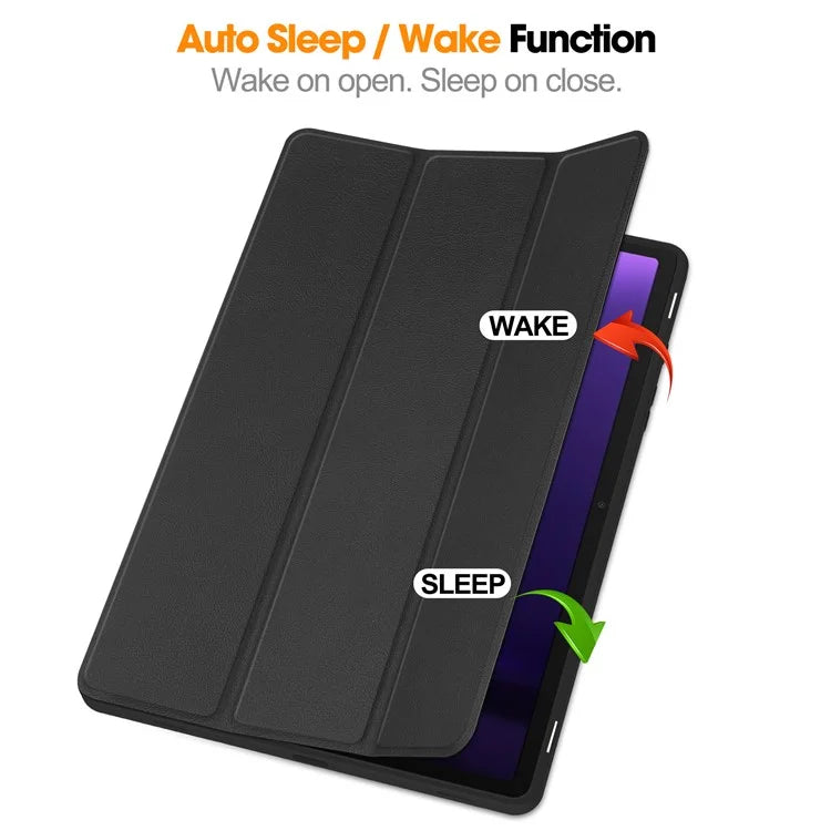 For Samsung Galaxy Tab S9 FE / Tab S9 Smart Case PU Leather+TPU Trifold Stand Tablet Cover with Pencil Holder