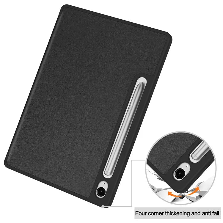 For Samsung Galaxy Tab S9 FE / Tab S9 Smart Case PU Leather+TPU Trifold Stand Tablet Cover with Pencil Holder