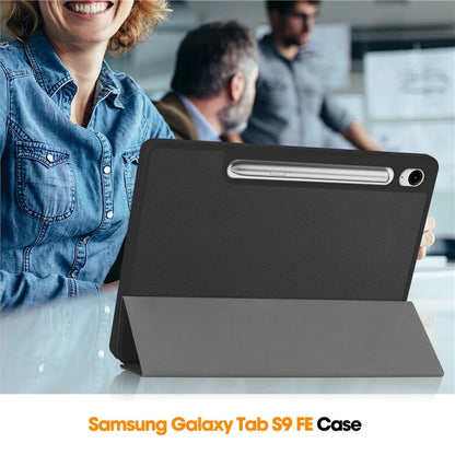For Samsung Galaxy Tab S9 FE / Tab S9 Smart Case PU Leather+TPU Trifold Stand Tablet Cover with Pencil Holder
