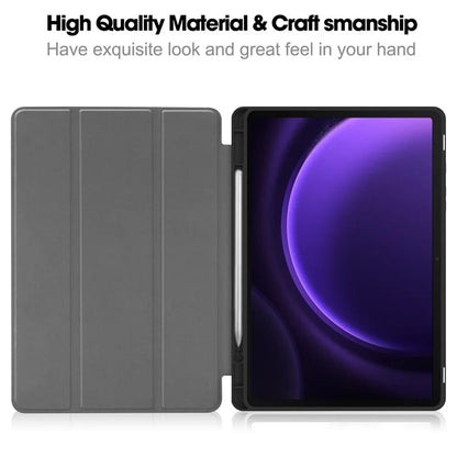For Samsung Galaxy Tab S9 FE / Tab S9 Smart Case PU Leather+TPU Trifold Stand Tablet Cover with Pencil Holder
