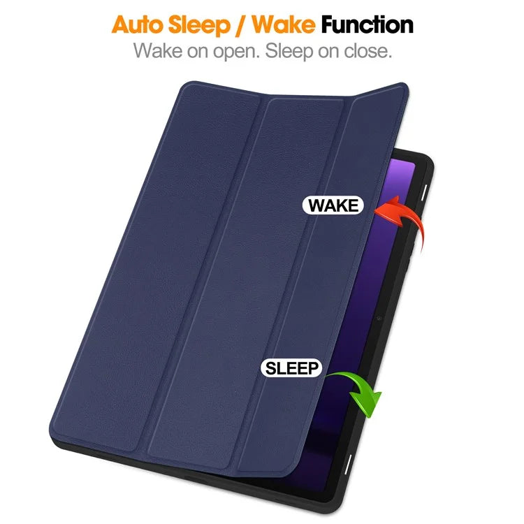 For Samsung Galaxy Tab S9 FE / Tab S9 Smart Case PU Leather+TPU Trifold Stand Tablet Cover with Pencil Holder