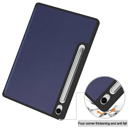 For Samsung Galaxy Tab S9 FE / Tab S9 Smart Case PU Leather+TPU Trifold Stand Tablet Cover with Pencil Holder