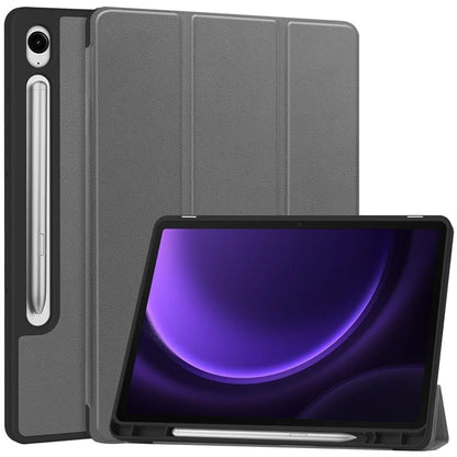 For Samsung Galaxy Tab S9 FE / Tab S9 Smart Case PU Leather+TPU Trifold Stand Tablet Cover with Pencil Holder