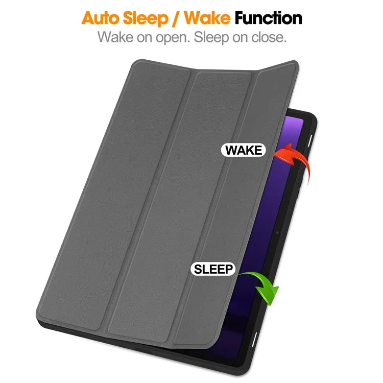 For Samsung Galaxy Tab S9 FE / Tab S9 Smart Case PU Leather+TPU Trifold Stand Tablet Cover with Pencil Holder