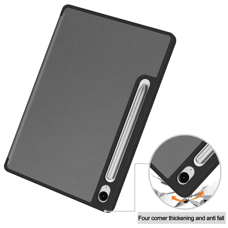 For Samsung Galaxy Tab S9 FE / Tab S9 Smart Case PU Leather+TPU Trifold Stand Tablet Cover with Pencil Holder