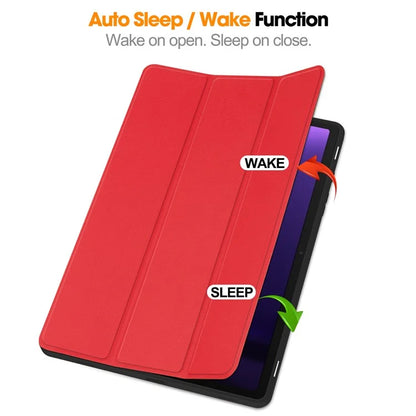 For Samsung Galaxy Tab S9 FE / Tab S9 Smart Case PU Leather+TPU Trifold Stand Tablet Cover with Pencil Holder