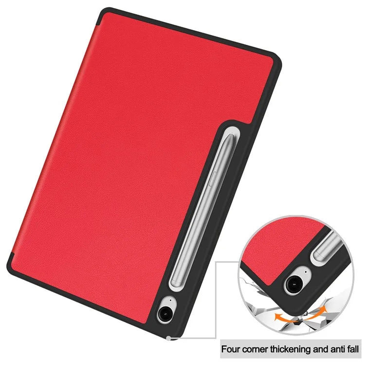 For Samsung Galaxy Tab S9 FE / Tab S9 Smart Case PU Leather+TPU Trifold Stand Tablet Cover with Pencil Holder