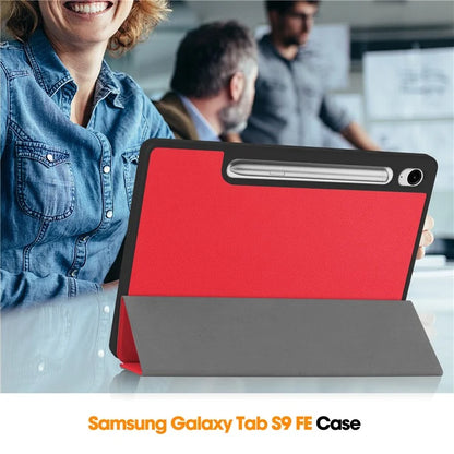 For Samsung Galaxy Tab S9 FE / Tab S9 Smart Case PU Leather+TPU Trifold Stand Tablet Cover with Pencil Holder
