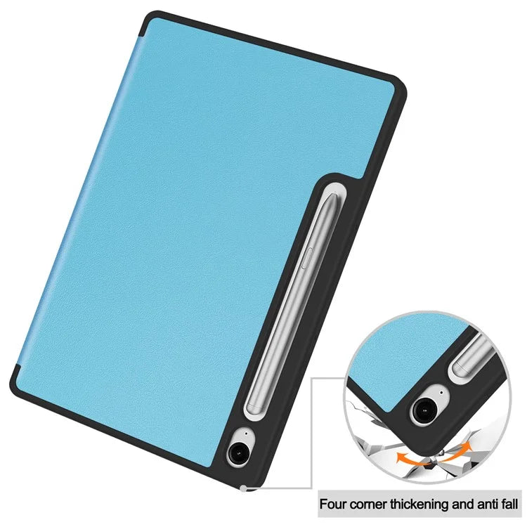 For Samsung Galaxy Tab S9 FE / Tab S9 Smart Case PU Leather+TPU Trifold Stand Tablet Cover with Pencil Holder