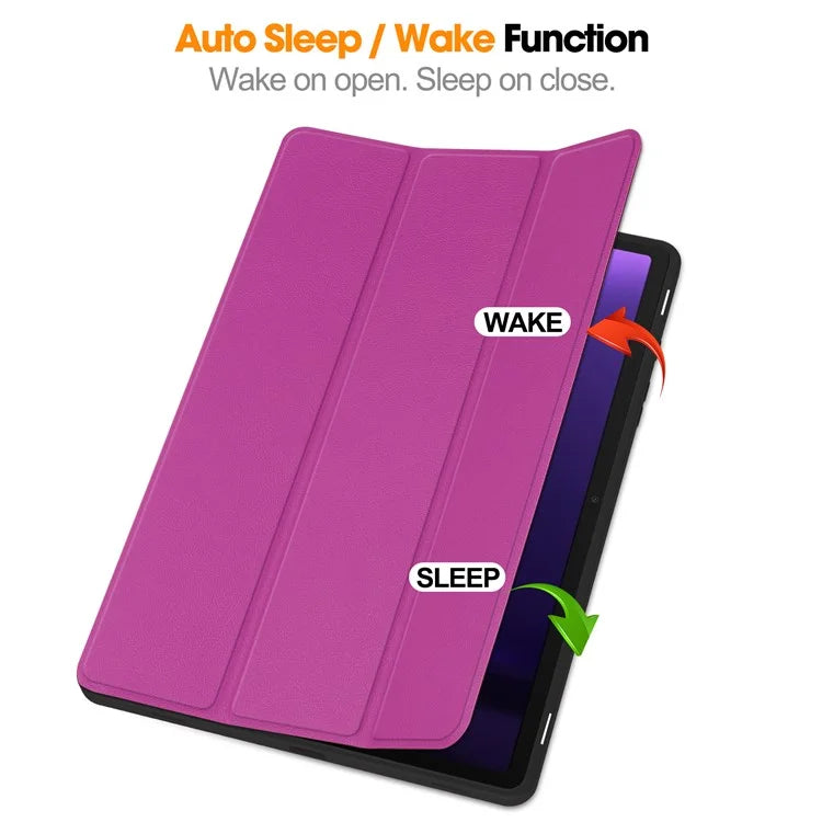 For Samsung Galaxy Tab S9 FE / Tab S9 Smart Case PU Leather+TPU Trifold Stand Tablet Cover with Pencil Holder