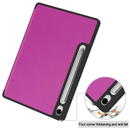 For Samsung Galaxy Tab S9 FE / Tab S9 Smart Case PU Leather+TPU Trifold Stand Tablet Cover with Pencil Holder