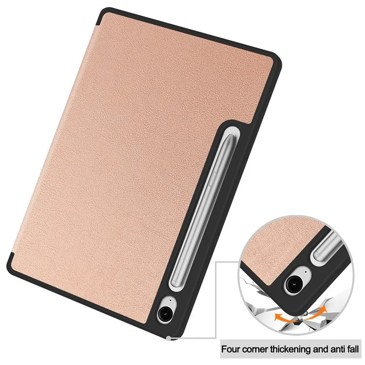 For Samsung Galaxy Tab S9 FE / Tab S9 Smart Case PU Leather+TPU Trifold Stand Tablet Cover with Pencil Holder