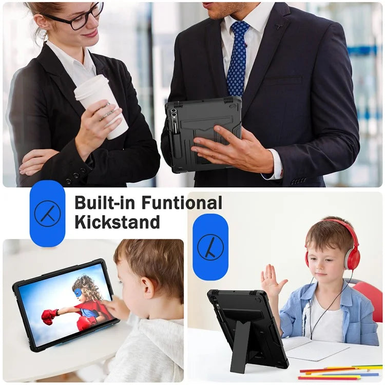 For Samsung Galaxy Tab S9+ / Tab S9 FE+ Rugged Cover T-Shaped Kickstand Protective Tablet Case