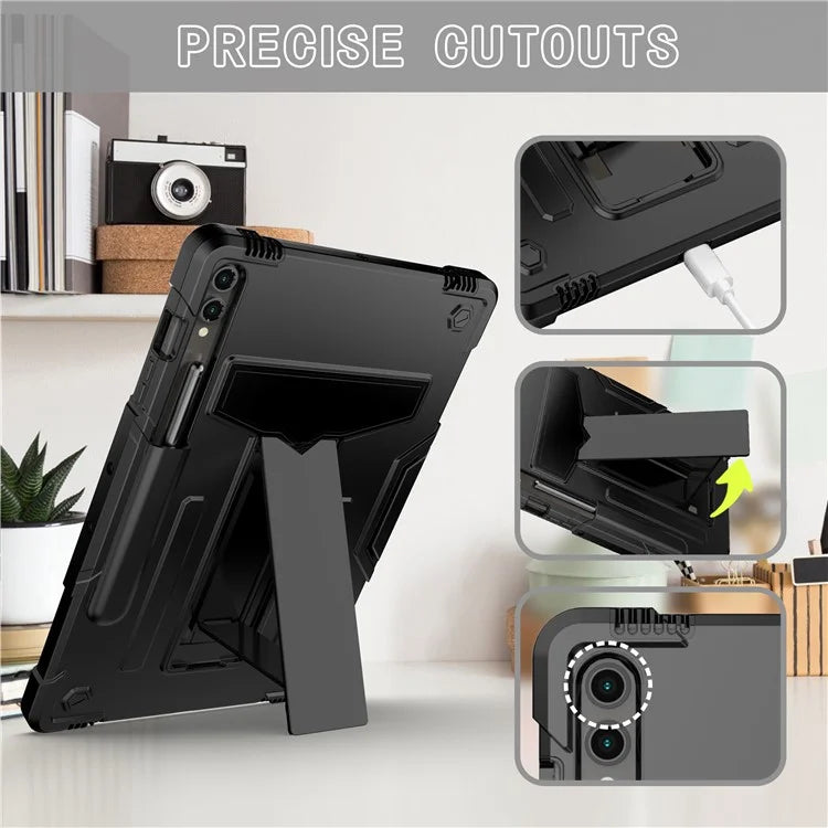 For Samsung Galaxy Tab S9+ / Tab S9 FE+ Rugged Cover T-Shaped Kickstand Protective Tablet Case