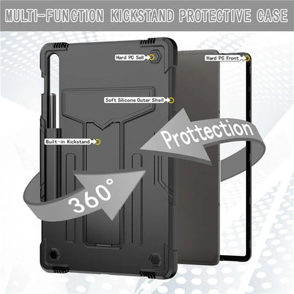 For Samsung Galaxy Tab S9+ / Tab S9 FE+ Rugged Cover T-Shaped Kickstand Protective Tablet Case