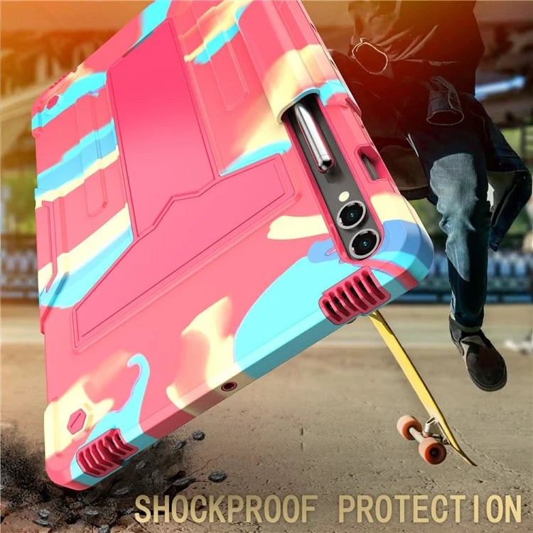 For Samsung Galaxy Tab S9+ / Tab S9 FE+ Rugged Cover T-Shaped Kickstand Protective Tablet Case