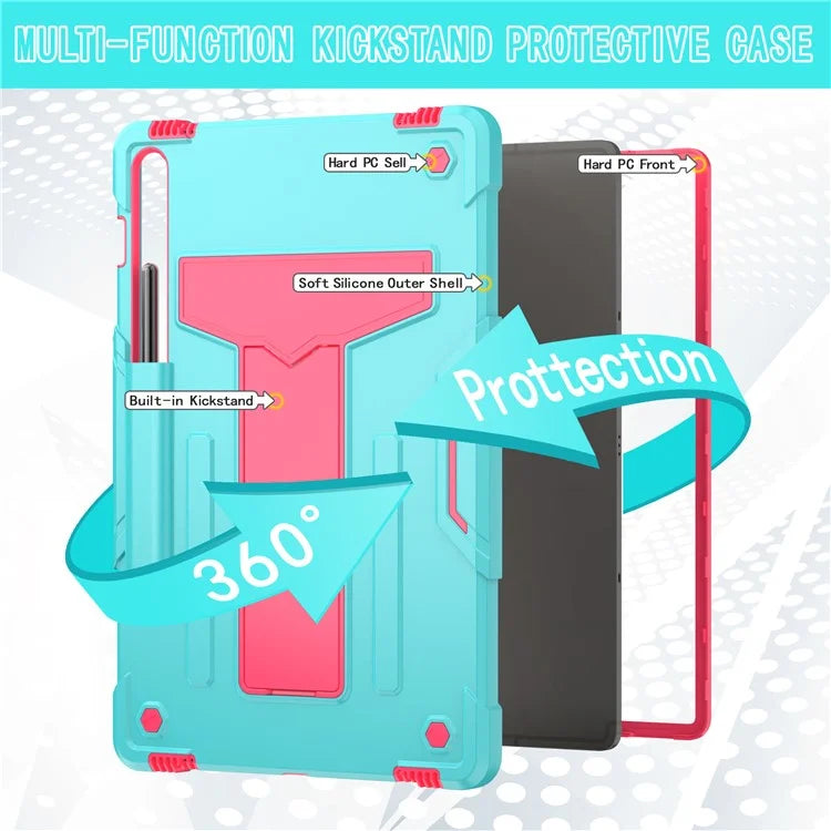 For Samsung Galaxy Tab S9+ / Tab S9 FE+ Rugged Cover T-Shaped Kickstand Protective Tablet Case