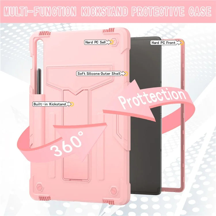 For Samsung Galaxy Tab S9+ / Tab S9 FE+ Rugged Cover T-Shaped Kickstand Protective Tablet Case
