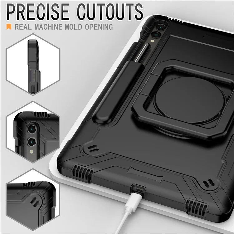 For Samsung Galaxy Tab S9+ / Tab S9 FE+ Case Rotating Kickstand Tablet Cover with Shoulder Strap
