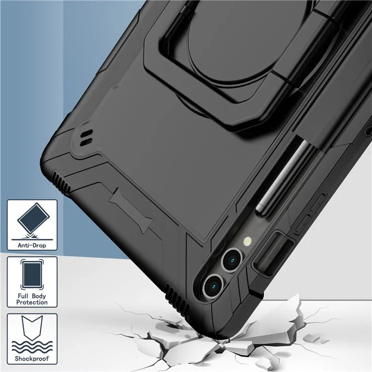 For Samsung Galaxy Tab S9+ / Tab S9 FE+ Case Rotating Kickstand Tablet Cover with Shoulder Strap