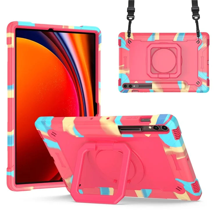 For Samsung Galaxy Tab S9+ / Tab S9 FE+ Case Rotating Kickstand Tablet Cover with Shoulder Strap