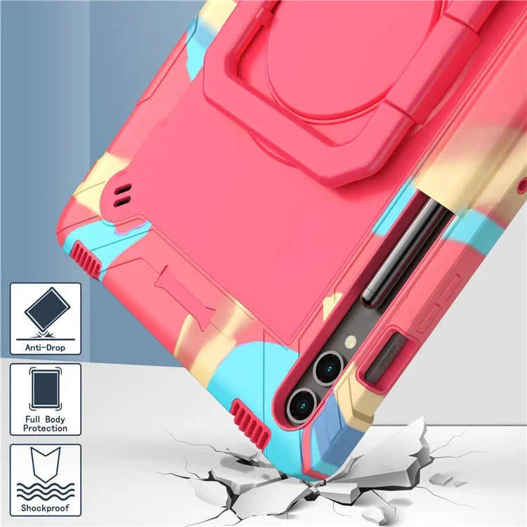 For Samsung Galaxy Tab S9+ / Tab S9 FE+ Case Rotating Kickstand Tablet Cover with Shoulder Strap