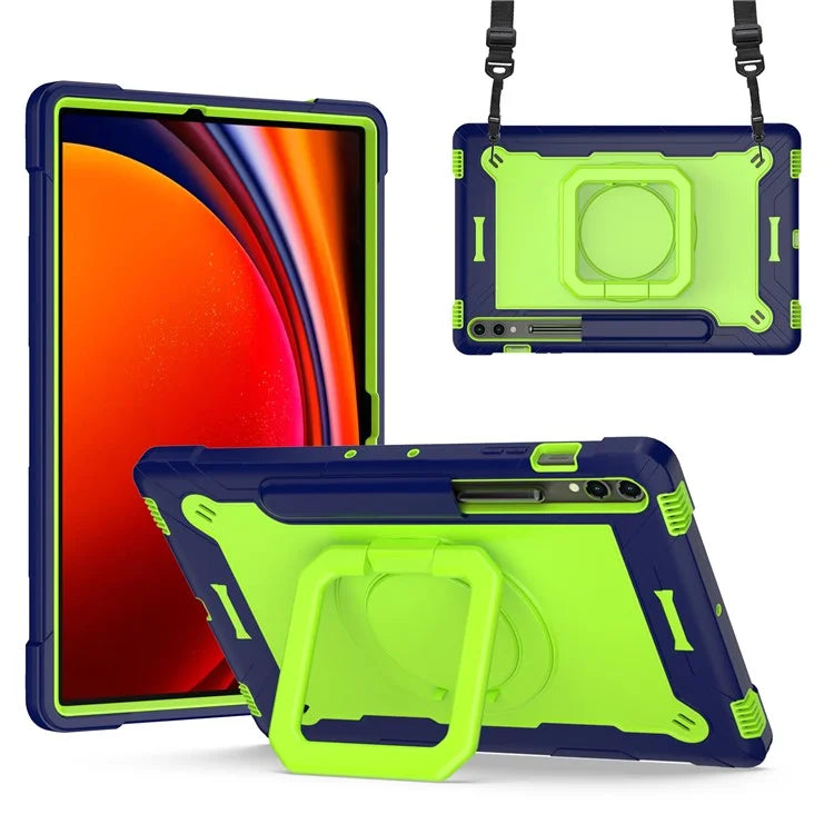 For Samsung Galaxy Tab S9+ / Tab S9 FE+ Case Rotating Kickstand Tablet Cover with Shoulder Strap