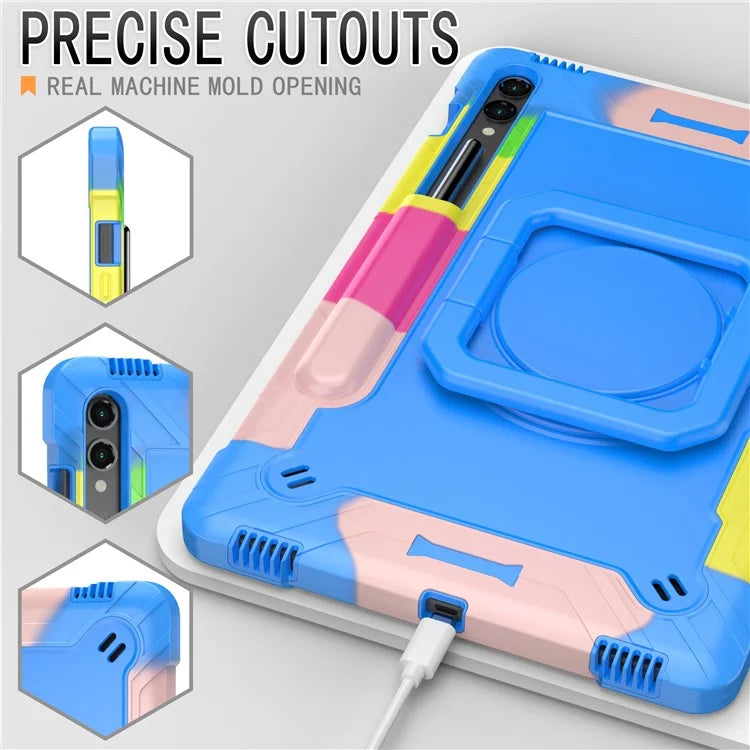 For Samsung Galaxy Tab S9+ / Tab S9 FE+ Case Rotating Kickstand Tablet Cover with Shoulder Strap