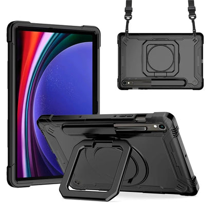 For Samsung Galaxy Tab S9 / Tab S9 FE Tablet Case Rotating Kickstand Protective Cover with Shoulder Strap