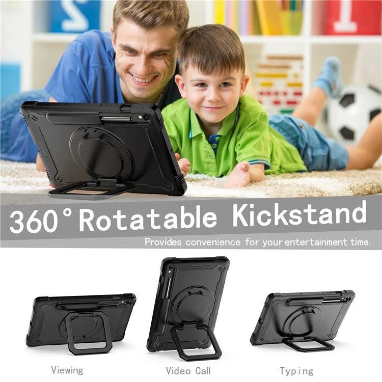 For Samsung Galaxy Tab S9 / Tab S9 FE Tablet Case Rotating Kickstand Protective Cover with Shoulder Strap