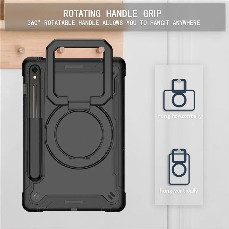 For Samsung Galaxy Tab S9 / Tab S9 FE Tablet Case Rotating Kickstand Protective Cover with Shoulder Strap