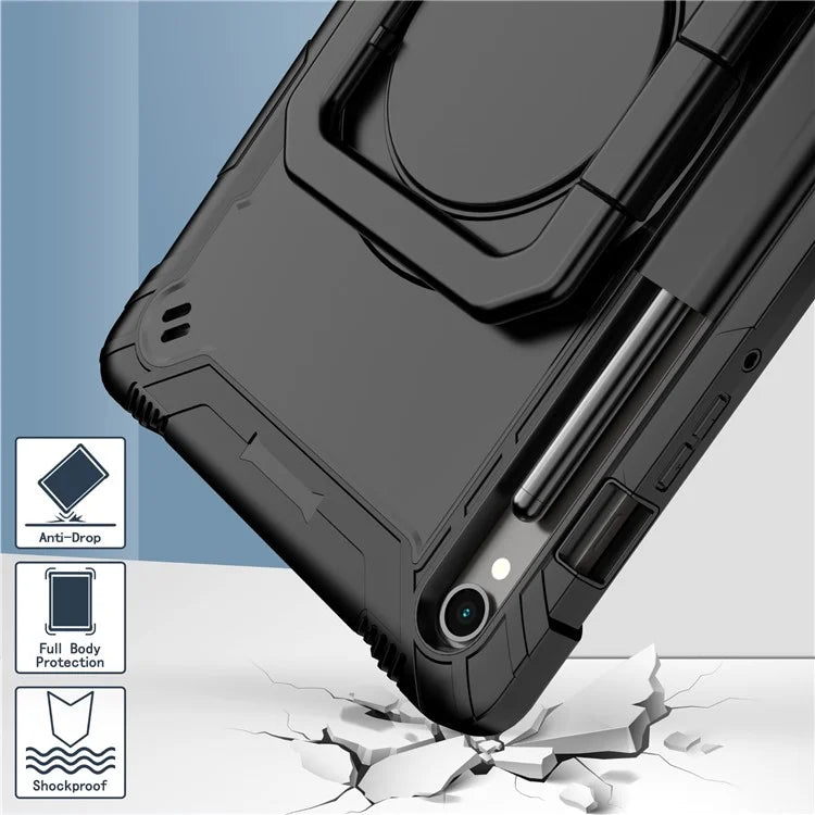 For Samsung Galaxy Tab S9 / Tab S9 FE Tablet Case Rotating Kickstand Protective Cover with Shoulder Strap